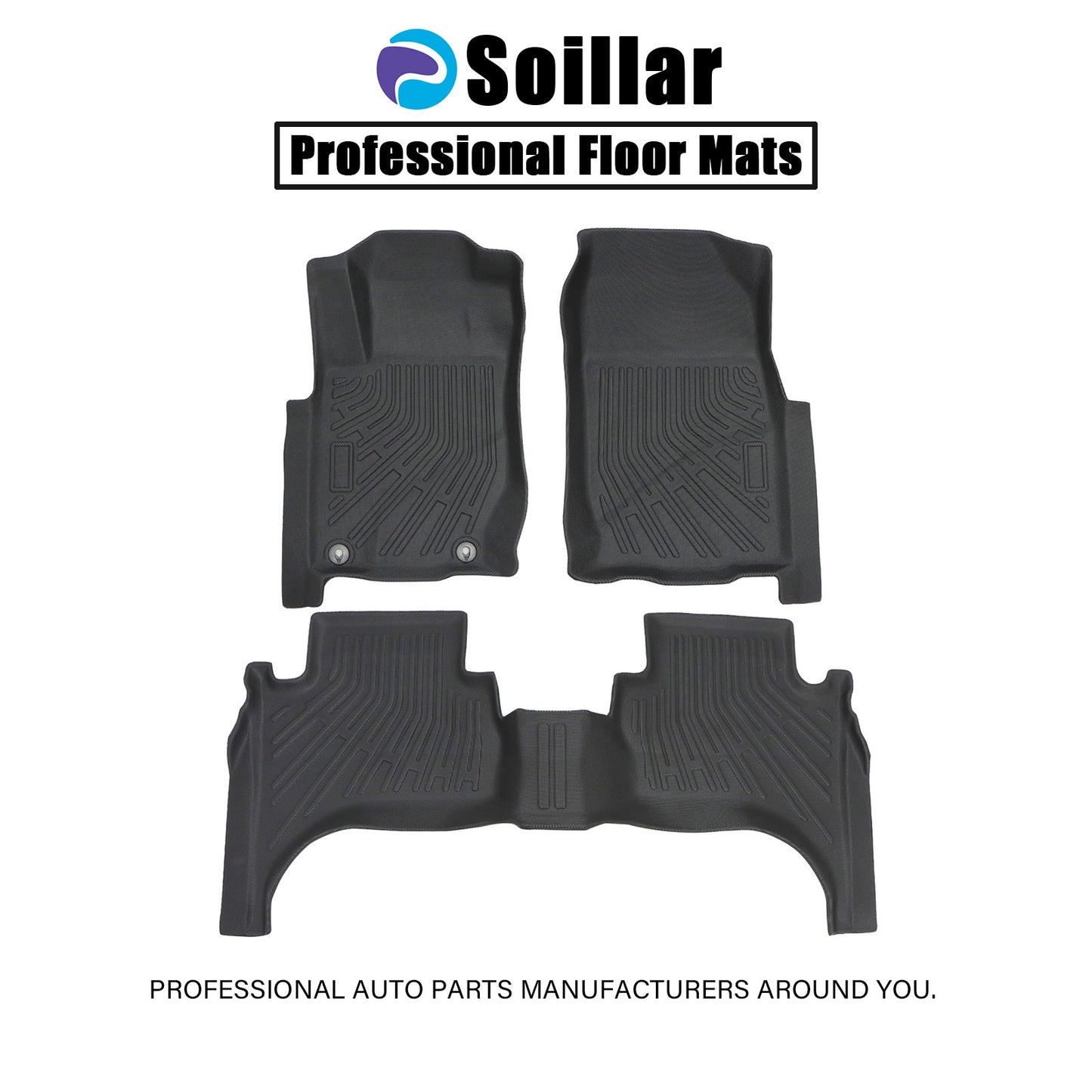 1st+2nd Row Floor Mats Liner TPE For 2005-2018 Mitsubishi L200 Triton Anti-Slip