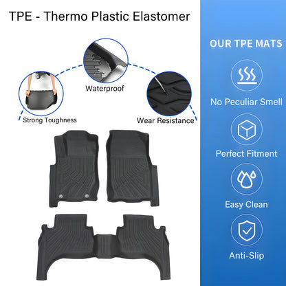 1st+2nd Row Floor Mats Liner TPE For 2005-2018 Mitsubishi L200 Triton Anti-Slip
