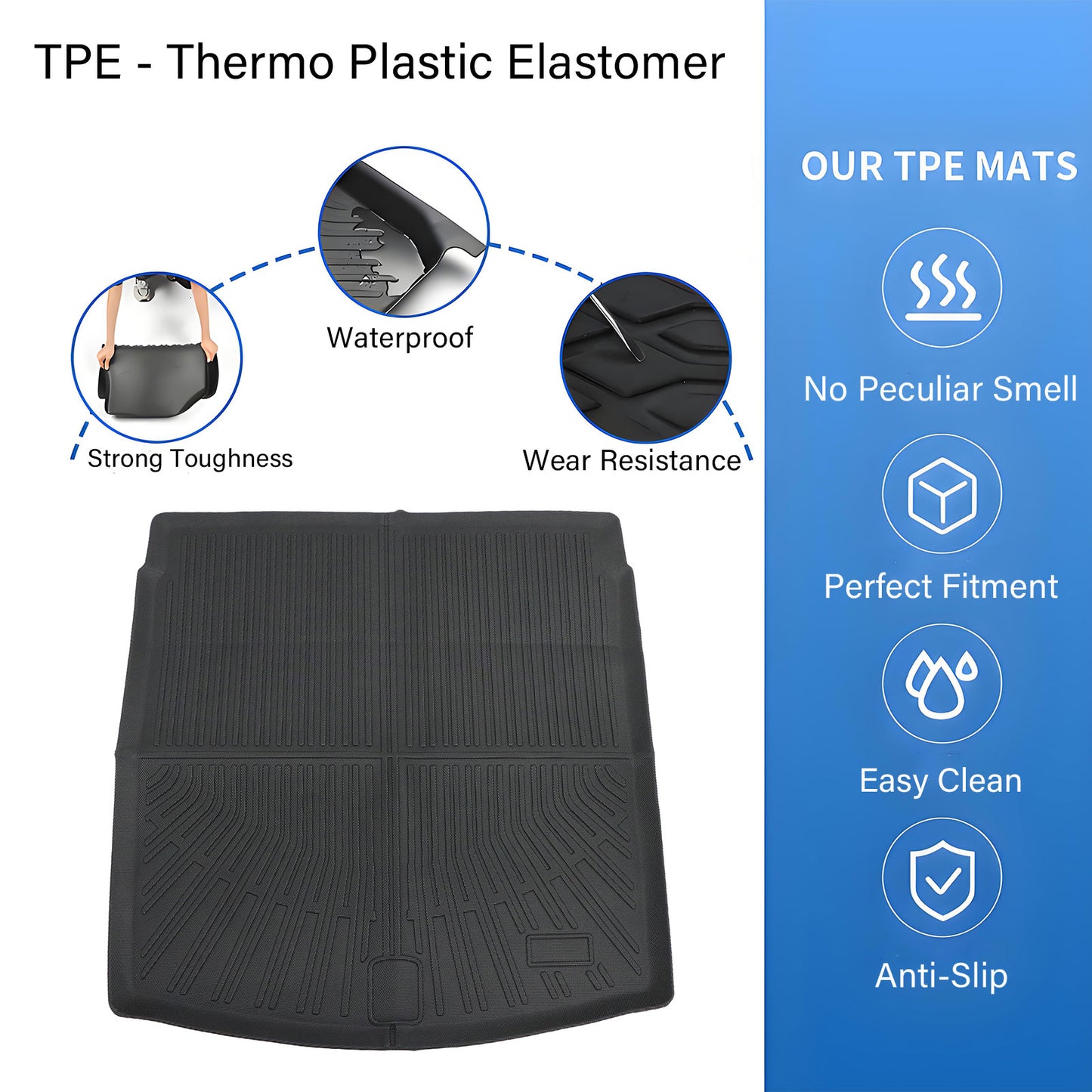 TPE Rear Cargo Trunk Liner Floor Mat For 2009-2016 Audi A4 B8 Wagon Waterproof