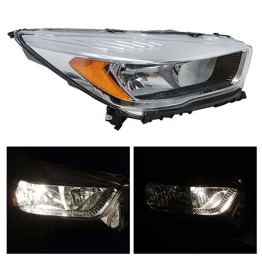 Headlight Assembly Chrome Halogen Right for 2017-2019 Ford Escape w/o LED