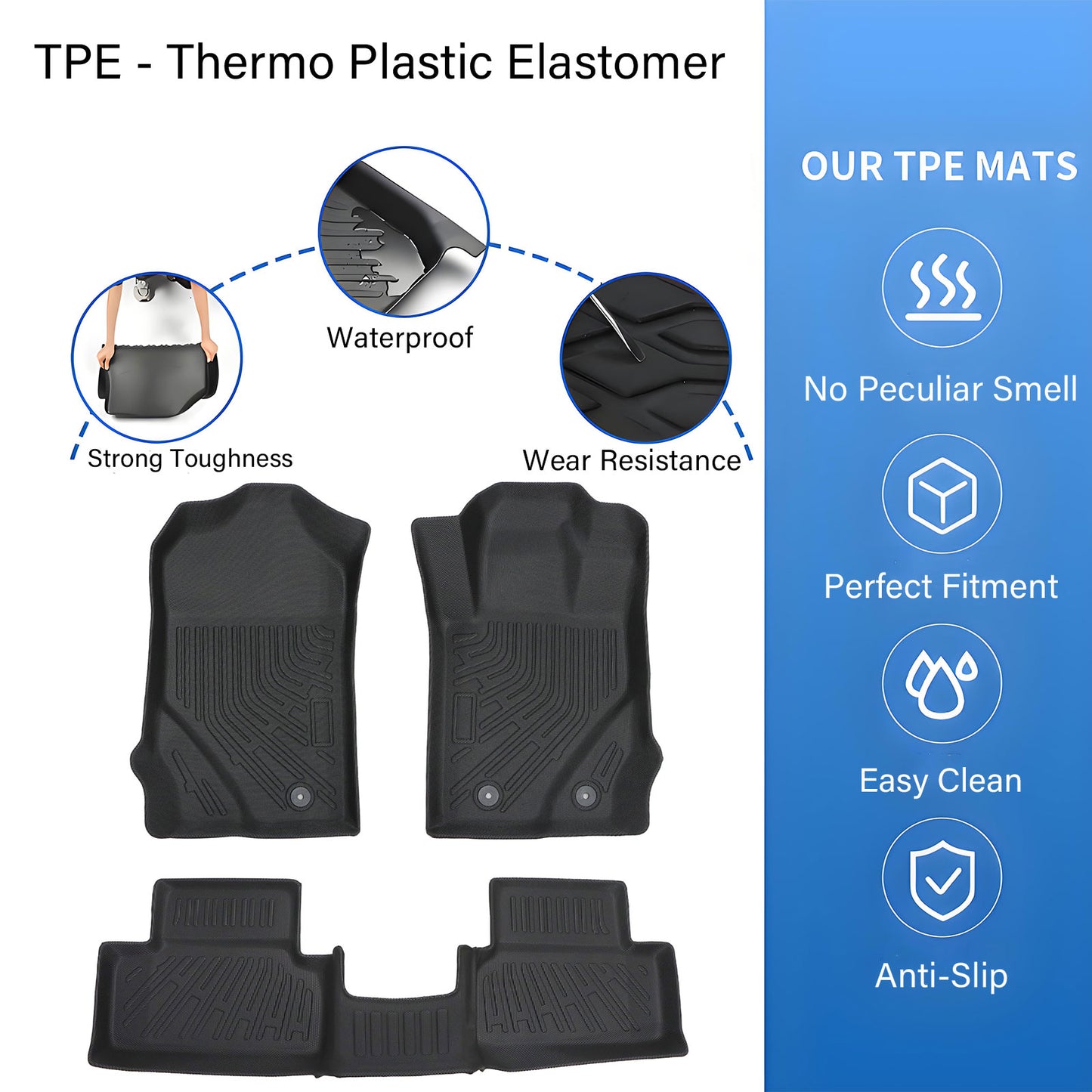 TPE Floor Mats Liners For 2021-2025 Ford Bronco 2 Door Front & Rear All Weather