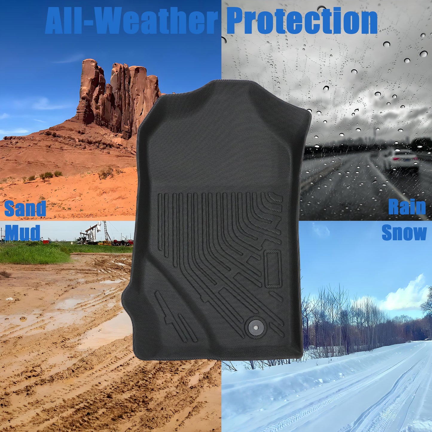 TPE Floor Mats Liners For 2021-2025 Ford Bronco 2 Door Front & Rear All Weather