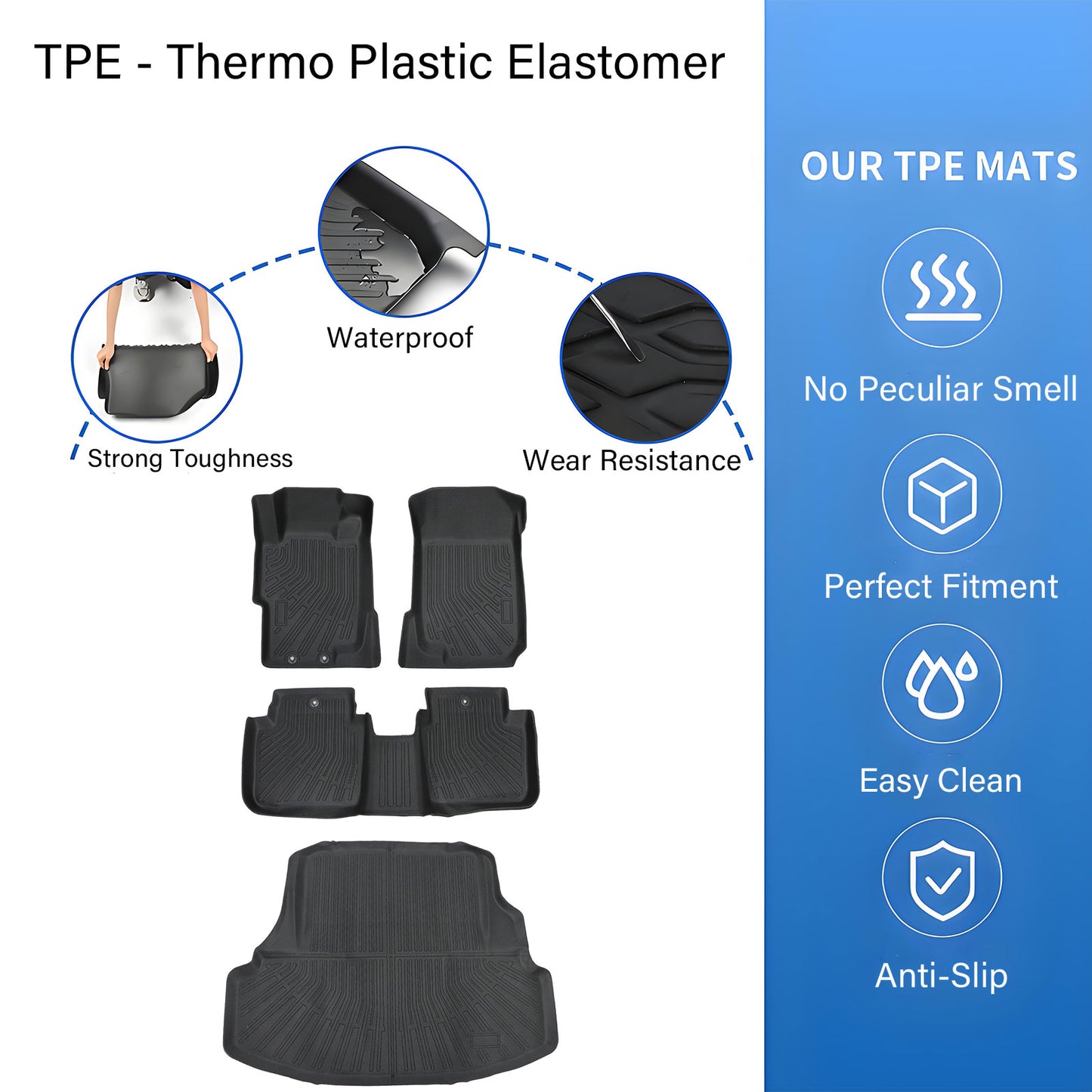 TPE Floor Mats Liners+Trunk Cargo Liner For 2003-2007 Honda Accord All Weather