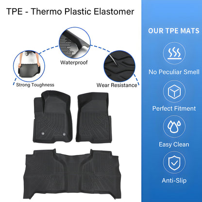 TPE 3D Floor Mats Liners For 2019-2025 Chevrolet Silverado/Sierra1500 Double Cab