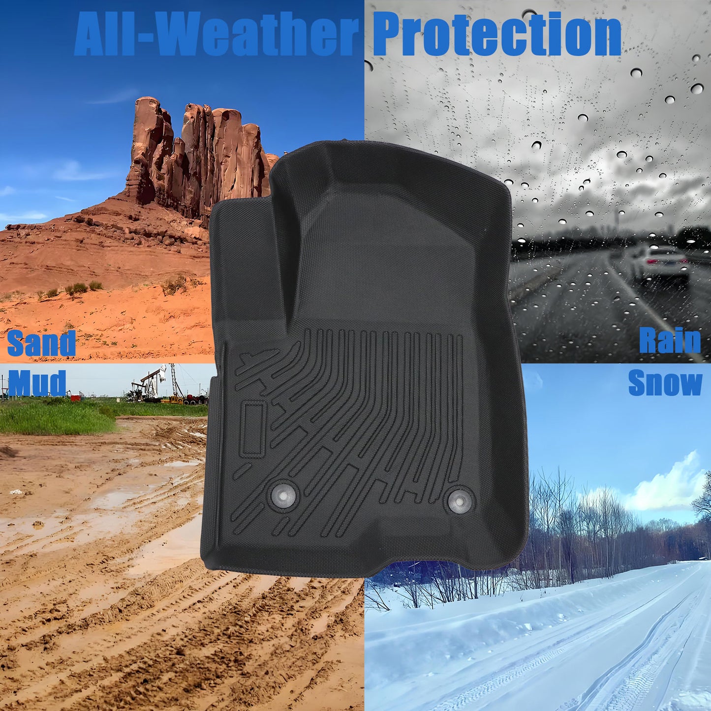 TPE 3D Floor Mats Liners For 2019-2025 Chevrolet Silverado/Sierra1500 Double Cab