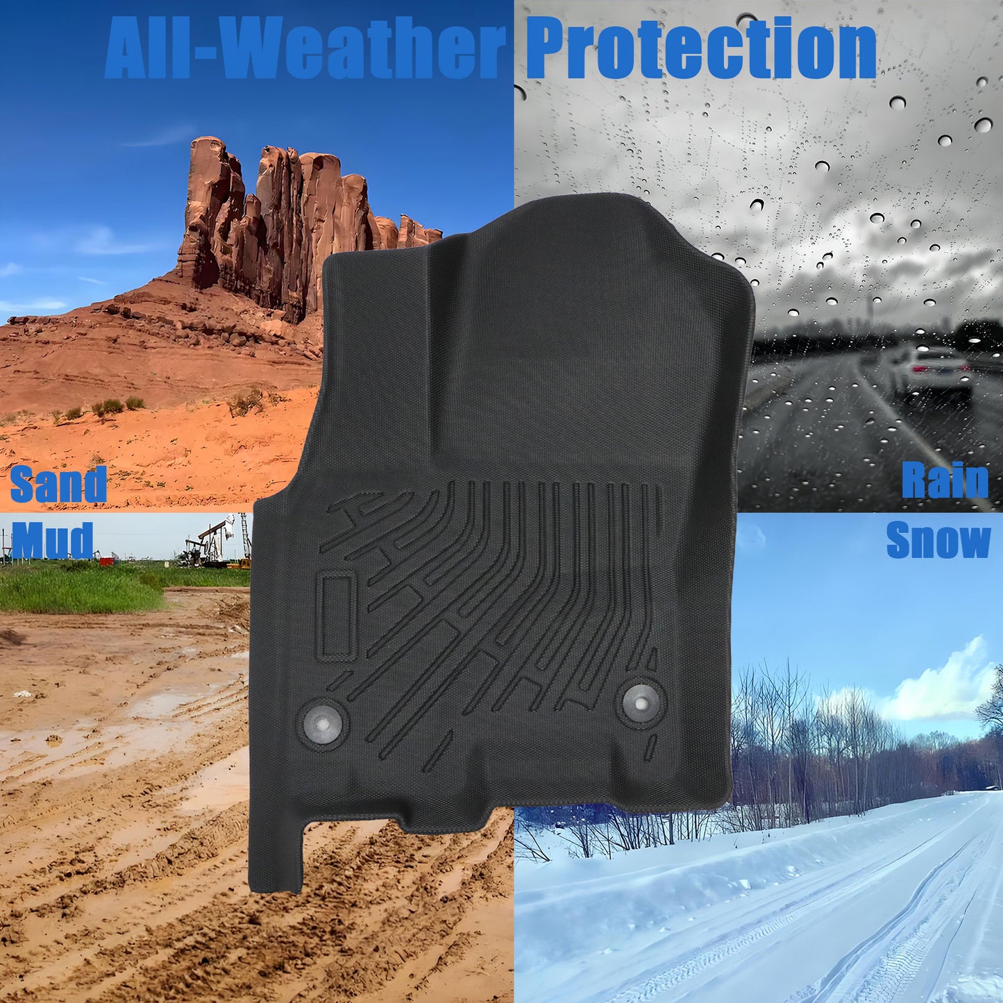 3D Floor Mats Liners TPE For 2025 Dodge Ram 1500 Quad Cab Bench Seat Black 3PCS