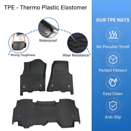 3D Floor Mats Liners TPE For 2025 Dodge Ram 1500 Quad Cab Bench Seat Black 3PCS