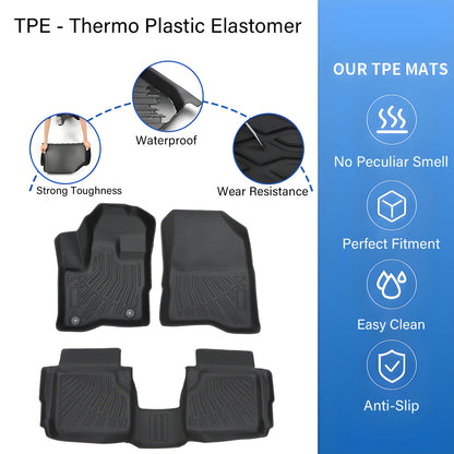Fits 2011-2016 Lincoln MKS 1st+2nd Row Floor Mats Liner TPE Anti-Slip Full Set
