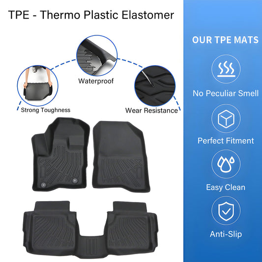 Fits 2011-2016 Lincoln MKS 1st+2nd Row Floor Mats Liner TPE Anti-Slip Full Set