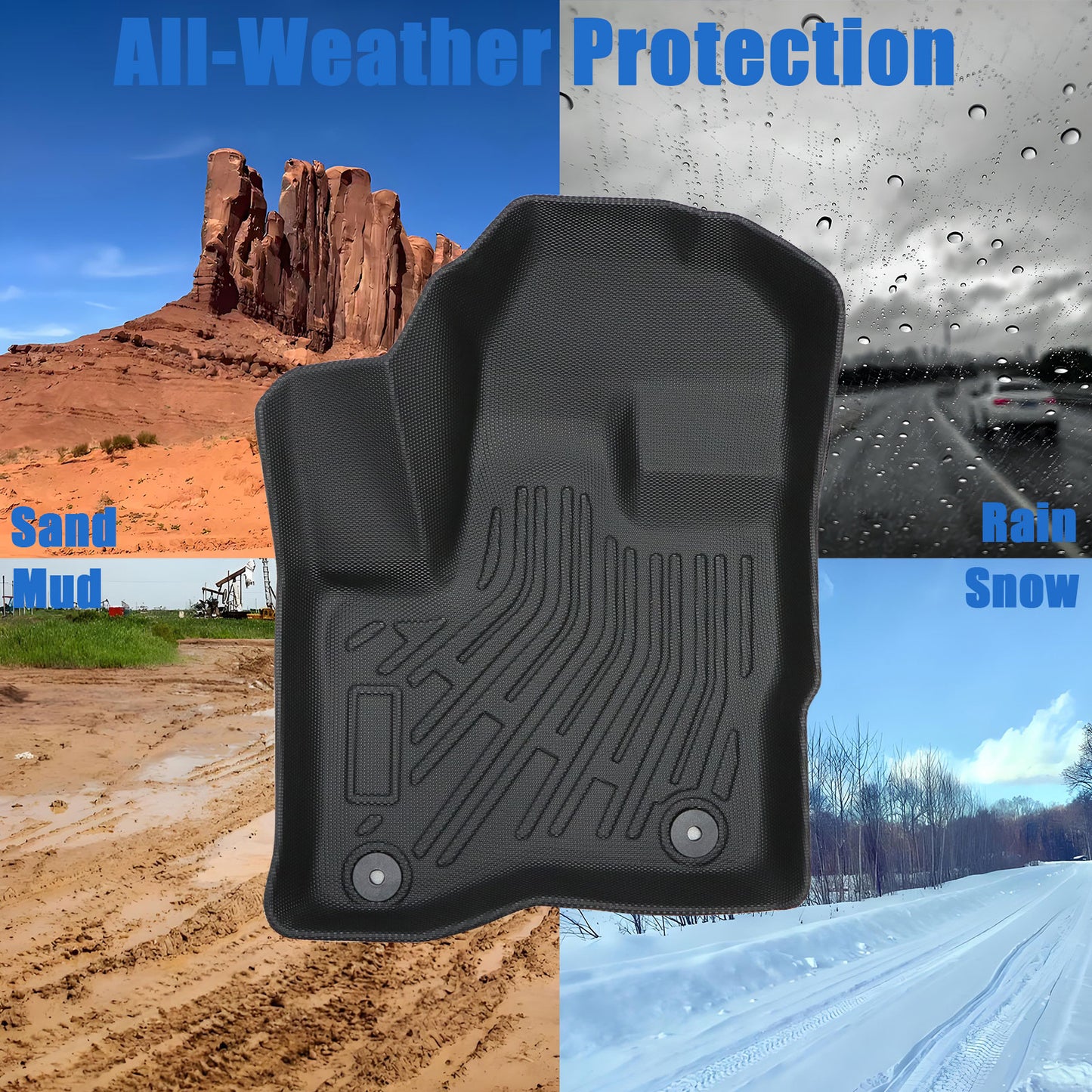 Fits 2011-2016 Lincoln MKS 1st+2nd Row Floor Mats Liner TPE Anti-Slip Full Set