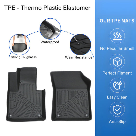 1st Row 3D Floor Mats Liners Set TPE For 2016-2026 Volvo XC90 Waterproof 2Pcs