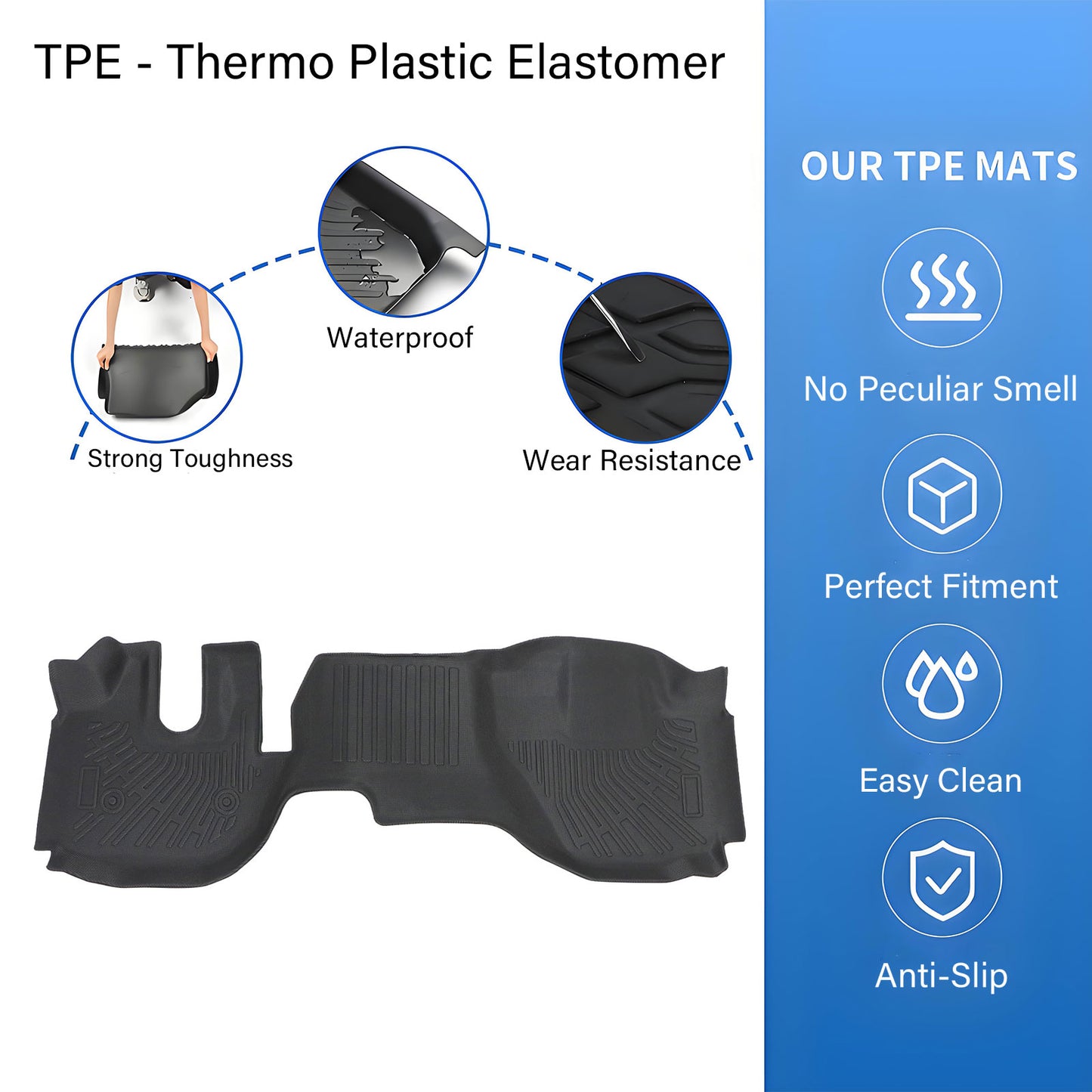 Front Row Floor Mats Liner TPE Fits 2016-2024 Isuzu N-Series Anti-Slip Full Set