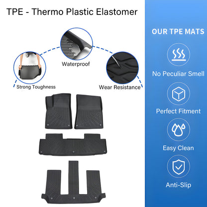 1st & 2nd & 3rd Row Floor Mats Liner For 2022 Rivian R1S 7 Passenger TPE 4Pcs