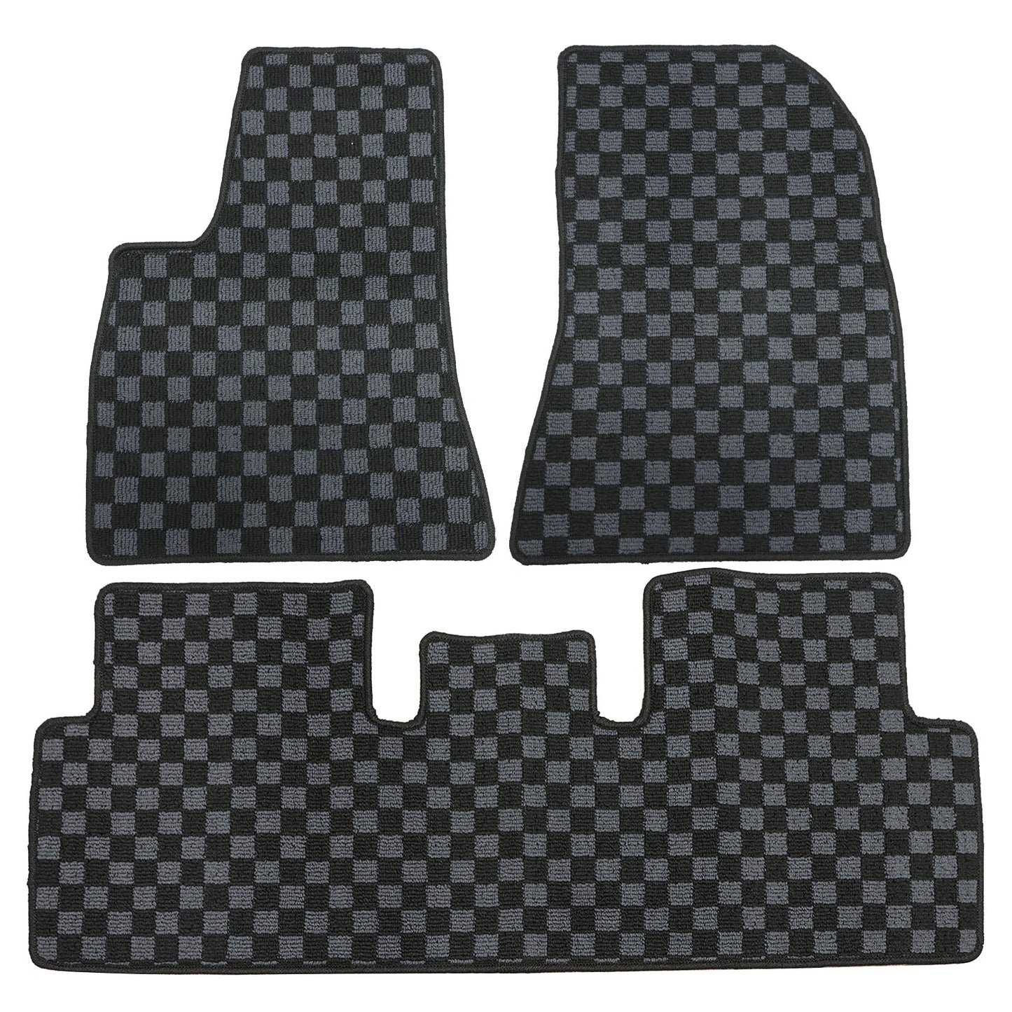 For 2017-2023 Tesla Model 3 4Doors Checkered Flag Carpet Floor Mats Waterproof