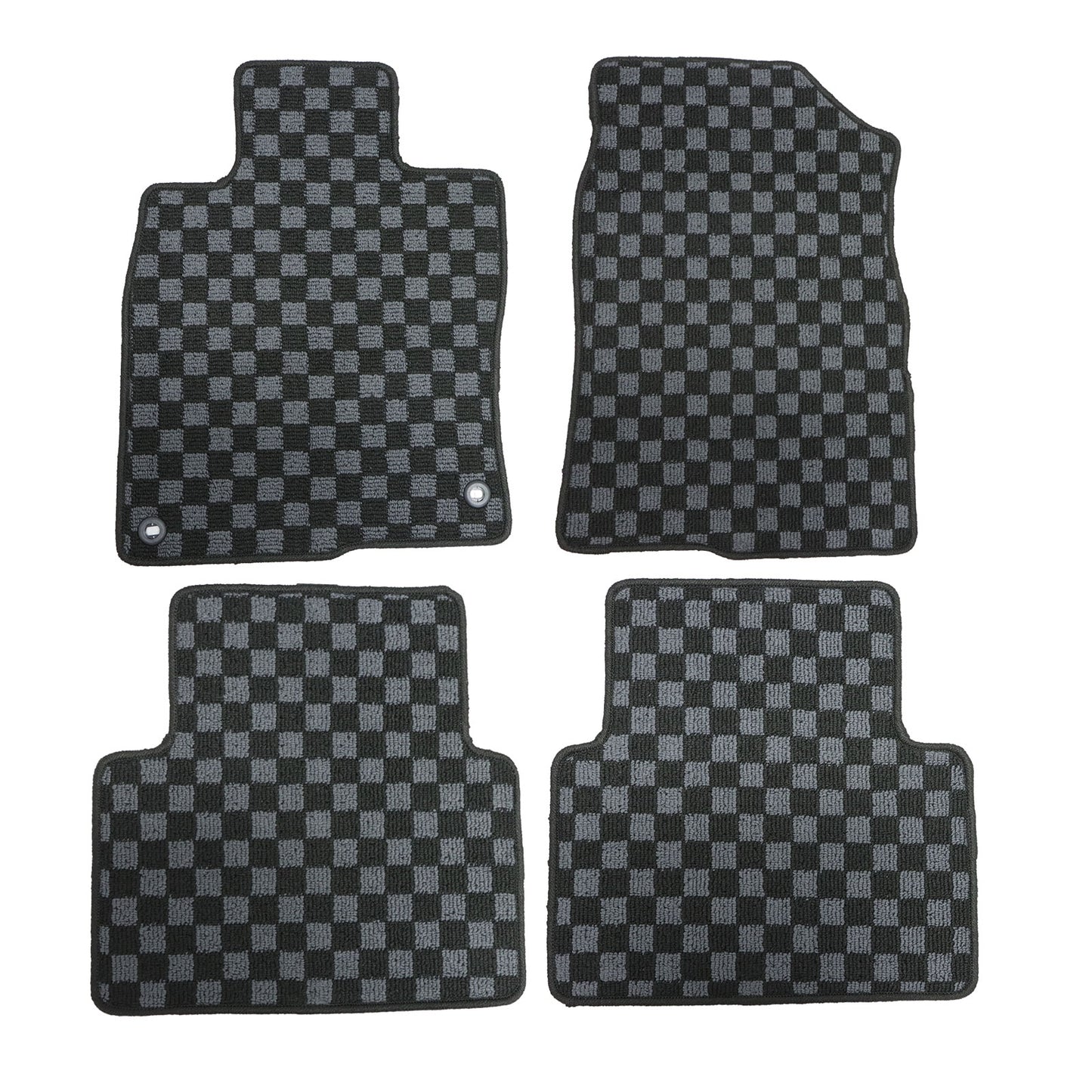 2Row Checkered Flag Floor Mats Carpet Fits 2017-2021 Honda Civic & Type-R 5Seat