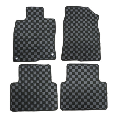 2Row Checkered Flag Floor Mats Carpet Fits 2017-2021 Honda Civic & Type-R 5Seat