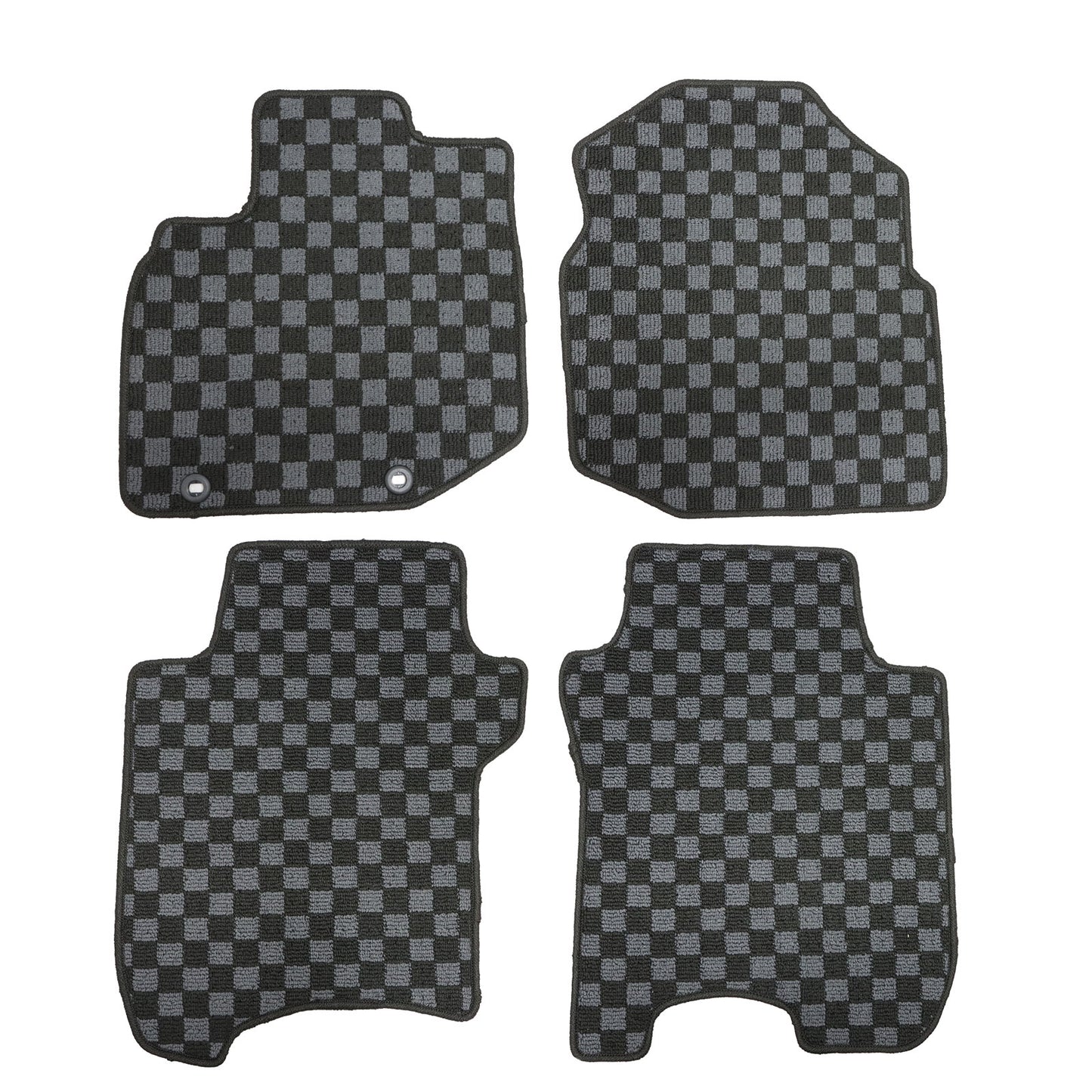 For 2009 2010 Honda Fit Front+Rear Checkered Flag Floor Mats Carpet Replacement