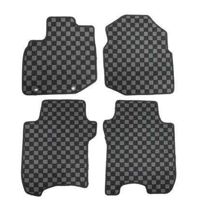 For 2009 2010 Honda Fit Front+Rear Checkered Flag Floor Mats Carpet Replacement