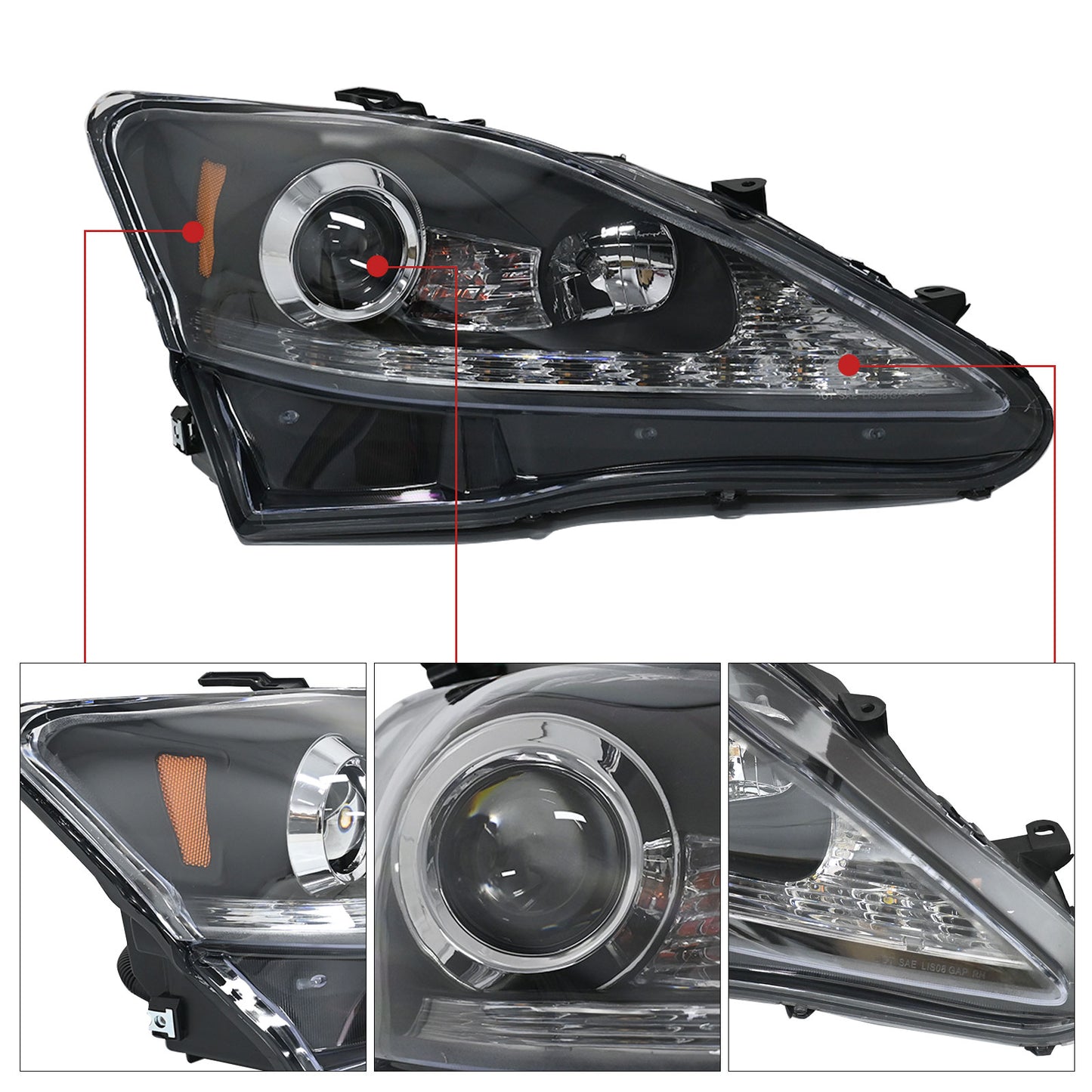 For Lexus IS250 IS350 ISF 2006-2013 Right Passenger Headlight Headlamp Assembly