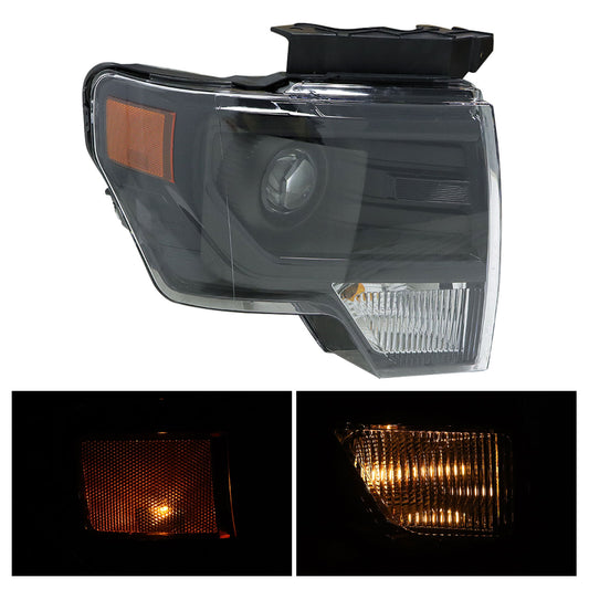 For 2013-2014 Ford F-150 Black HID Projector Headlamp Assy Right Side