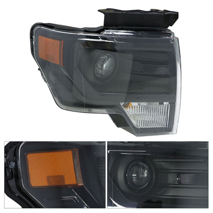 For 2013-2014 Ford F-150 Black HID Projector Headlamp Assy Right Side