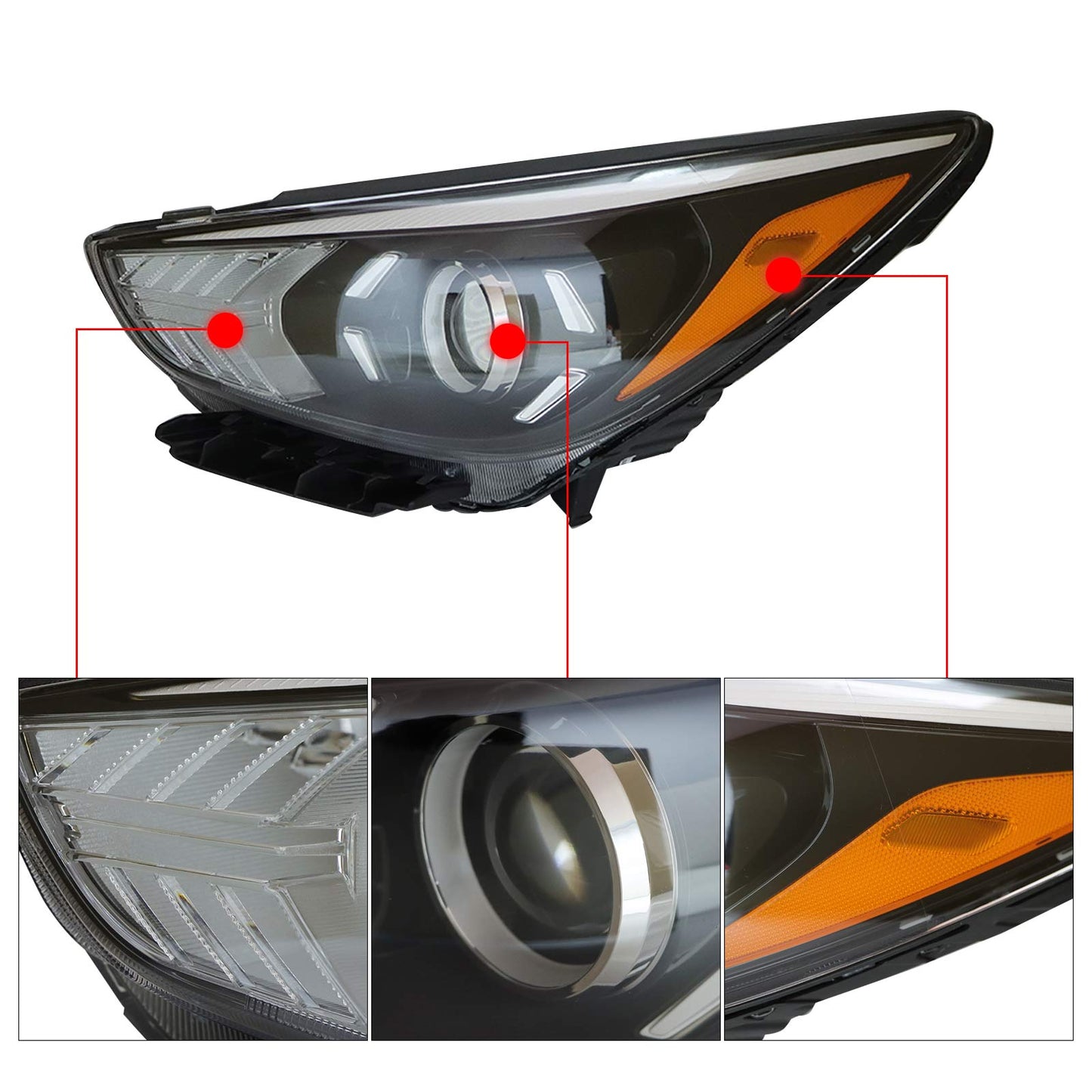 Left Driver Halogen Headlight Assembly For 2020-2022 Kia Niro Replacement Lamp