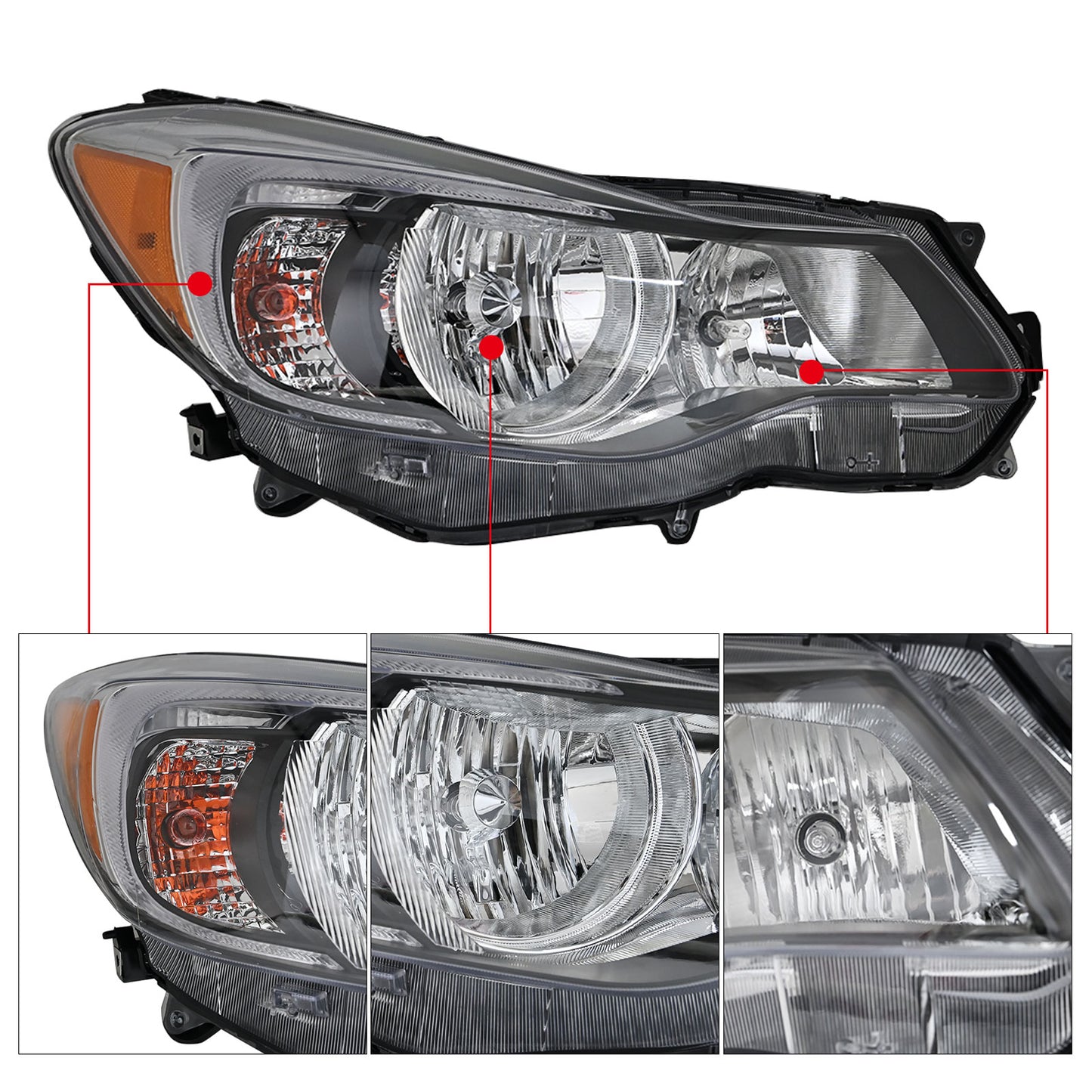 Passenger Headlight w/Bulbs For 2013¨C2016 Subaru XV Crosstrek 2012-2015 Impreza