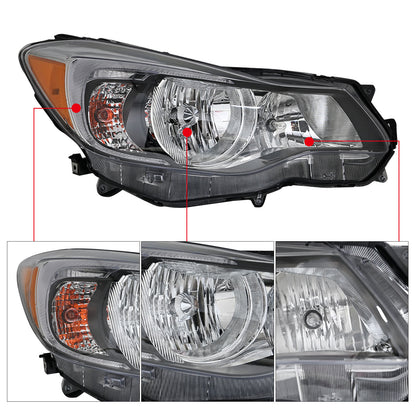 Passenger Headlight w/Bulbs For 2013¨C2016 Subaru XV Crosstrek 2012-2015 Impreza