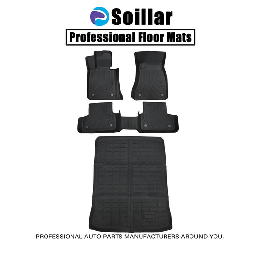 Fits 2017-2023 BMW 5 Series Sedan 4Door TPE Floor Mats & Trunk Cargo Liner Black
