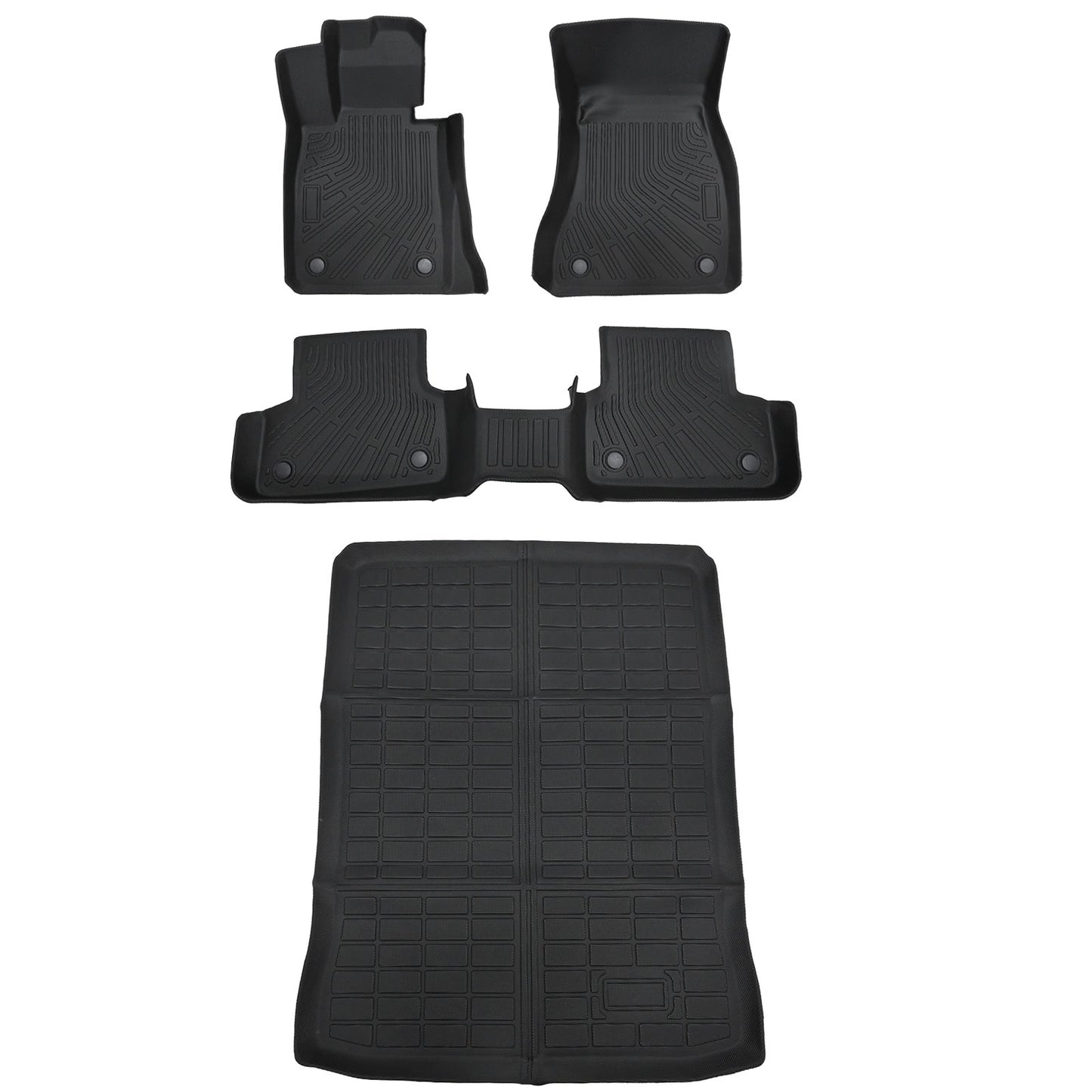 Fits 2017-2023 BMW 5 Series Sedan 4Door TPE Floor Mats & Trunk Cargo Liner Black