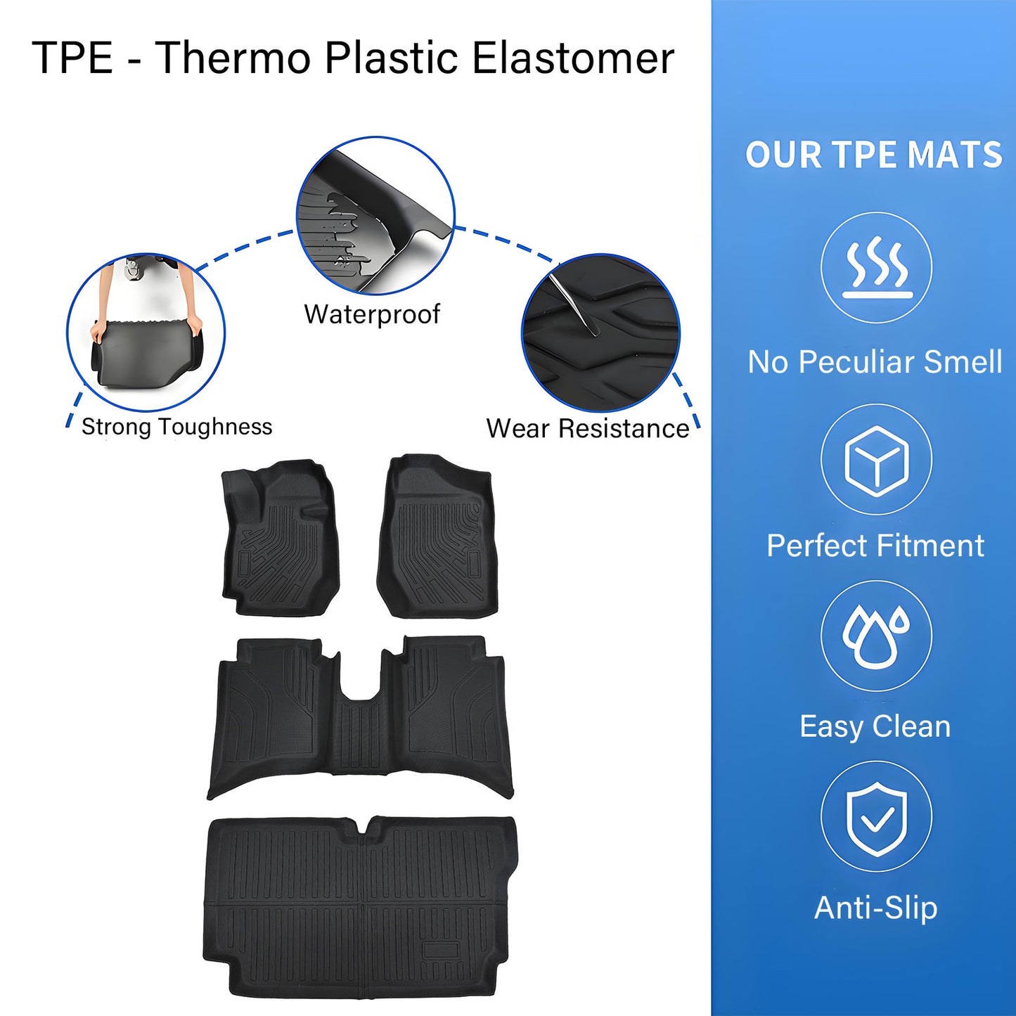 For 2024-2025 Suzuki Jimny 1st & 2nd TPE Floor Mats+Trunk Cargo Liner Anti-Slip