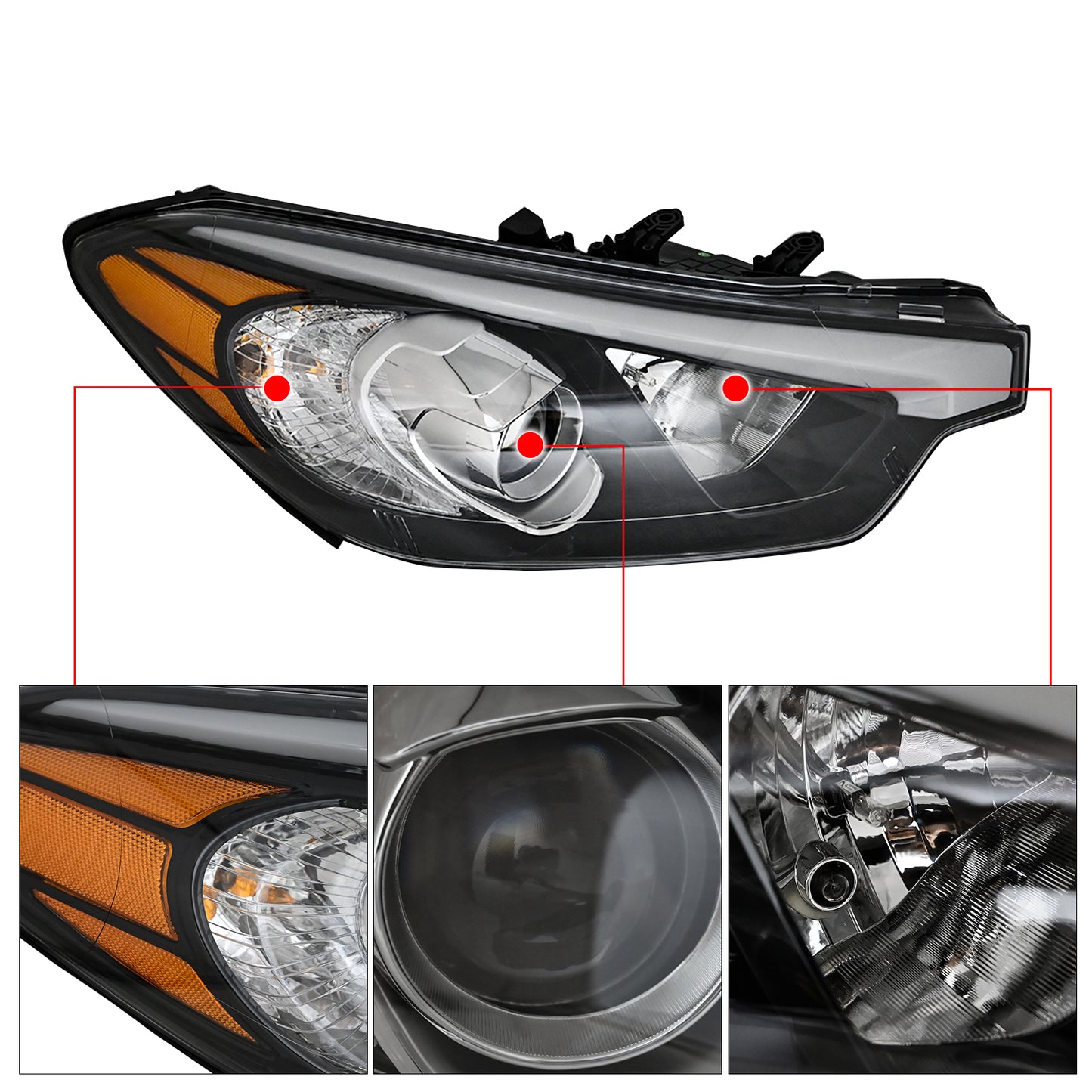 Passenger Right Headlight Assembly For 2014 2015 2016 Kia Forte LX EX & Koup SX