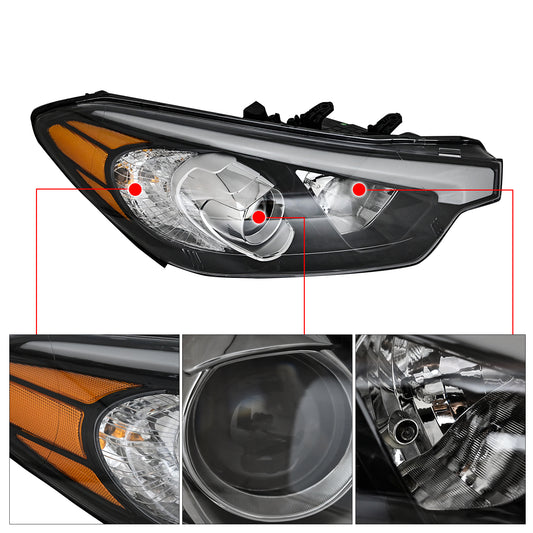 Passenger Right Headlight Assembly For 2014 2015 2016 Kia Forte LX EX & Koup SX