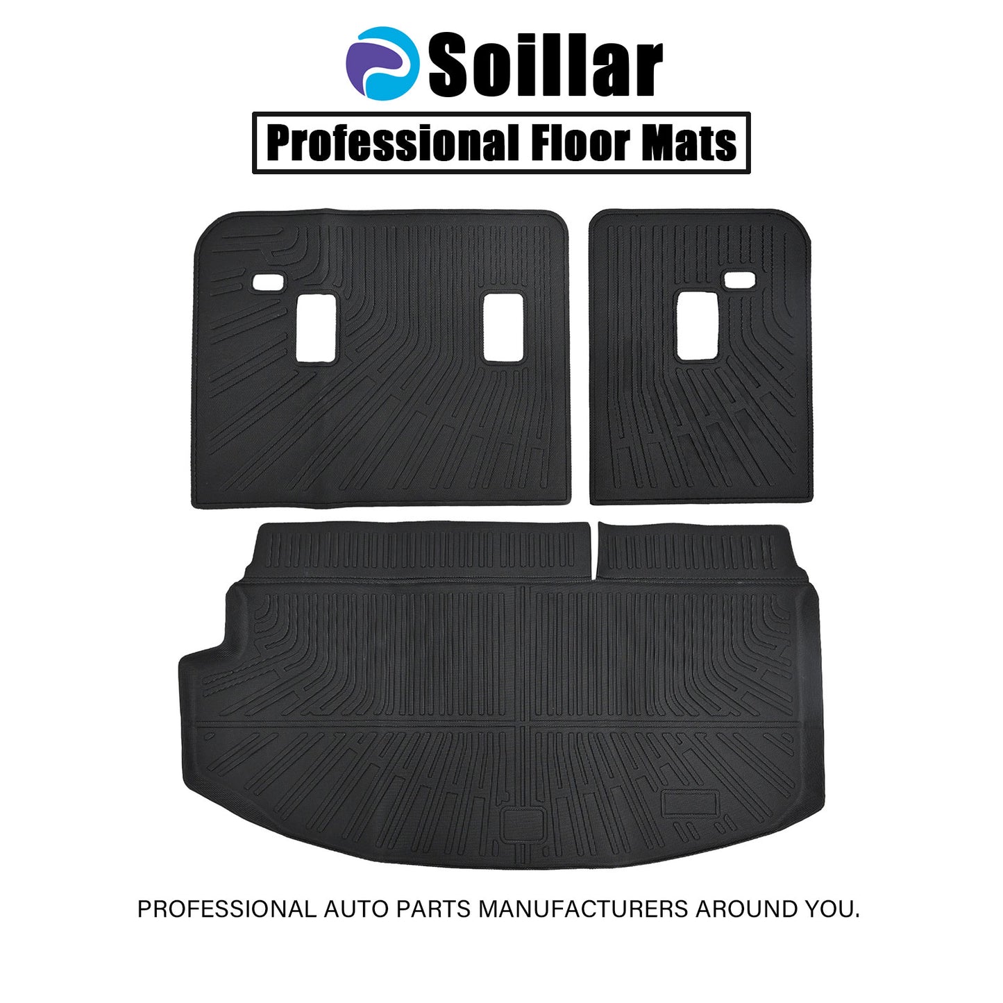 Black TPE Trunk Cargo Liner & Backrest Mats Set of 3 For 2018-2024 Buick Enclave