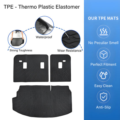 Black TPE Trunk Cargo Liner & Backrest Mats Set of 3 For 2018-2024 Buick Enclave