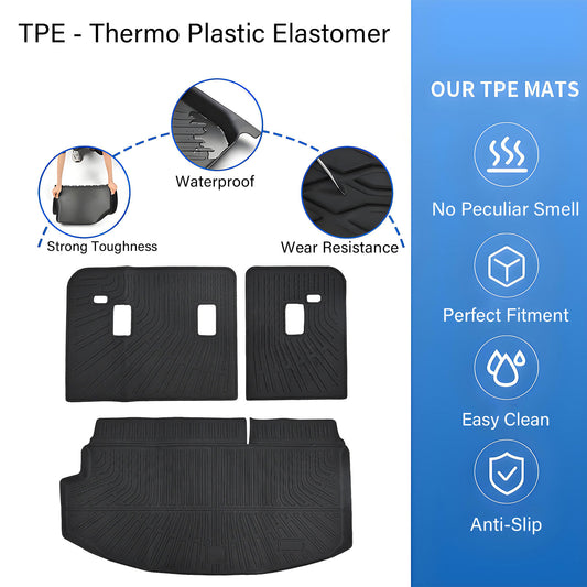 Black TPE Trunk Cargo Liner & Backrest Mats Set of 3 For 2018-2024 Buick Enclave