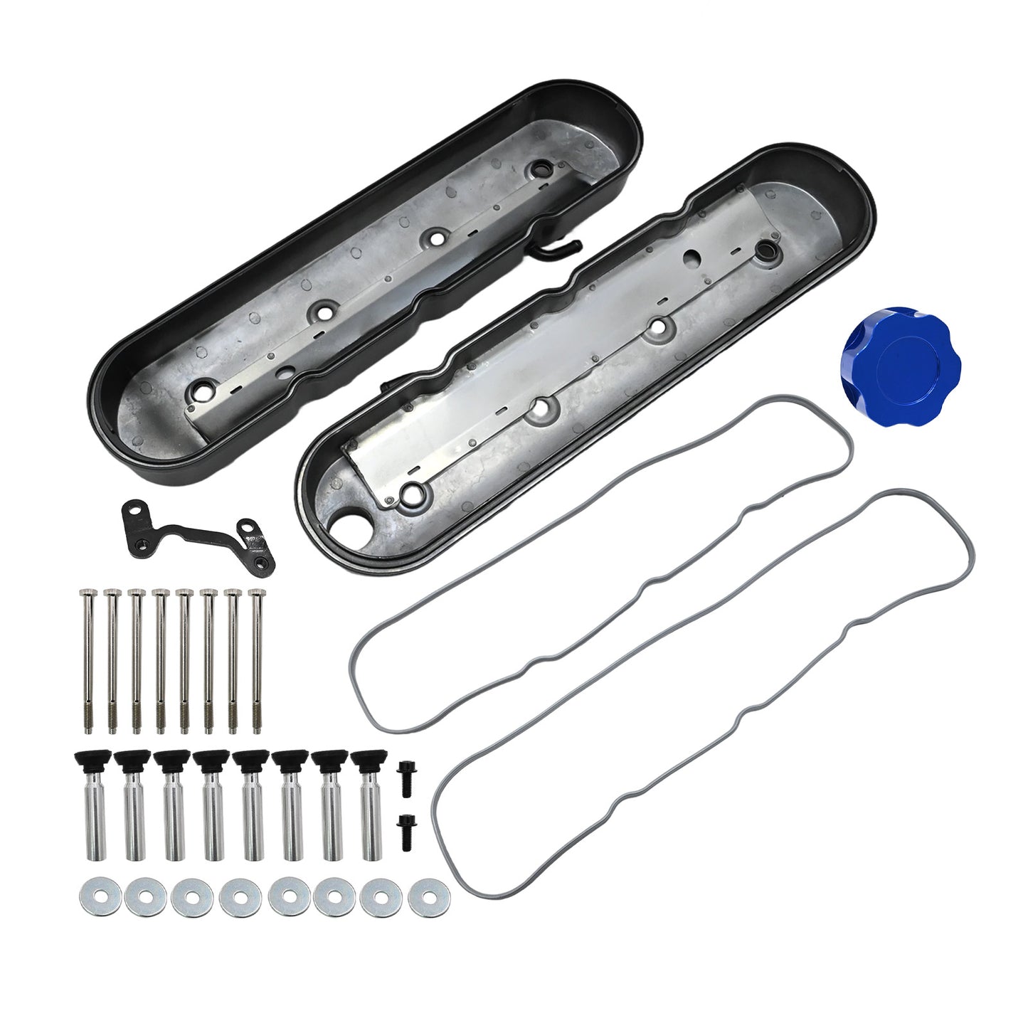 Fits LS1 LS2 LS3 GM LS Cast Aluminum Tall Black Pair Valve Covers w/Coil Mounts