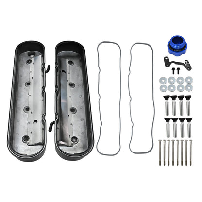 Fits LS1 LS2 LS3 GM LS Cast Aluminum Tall Black Pair Valve Covers w/Coil Mounts