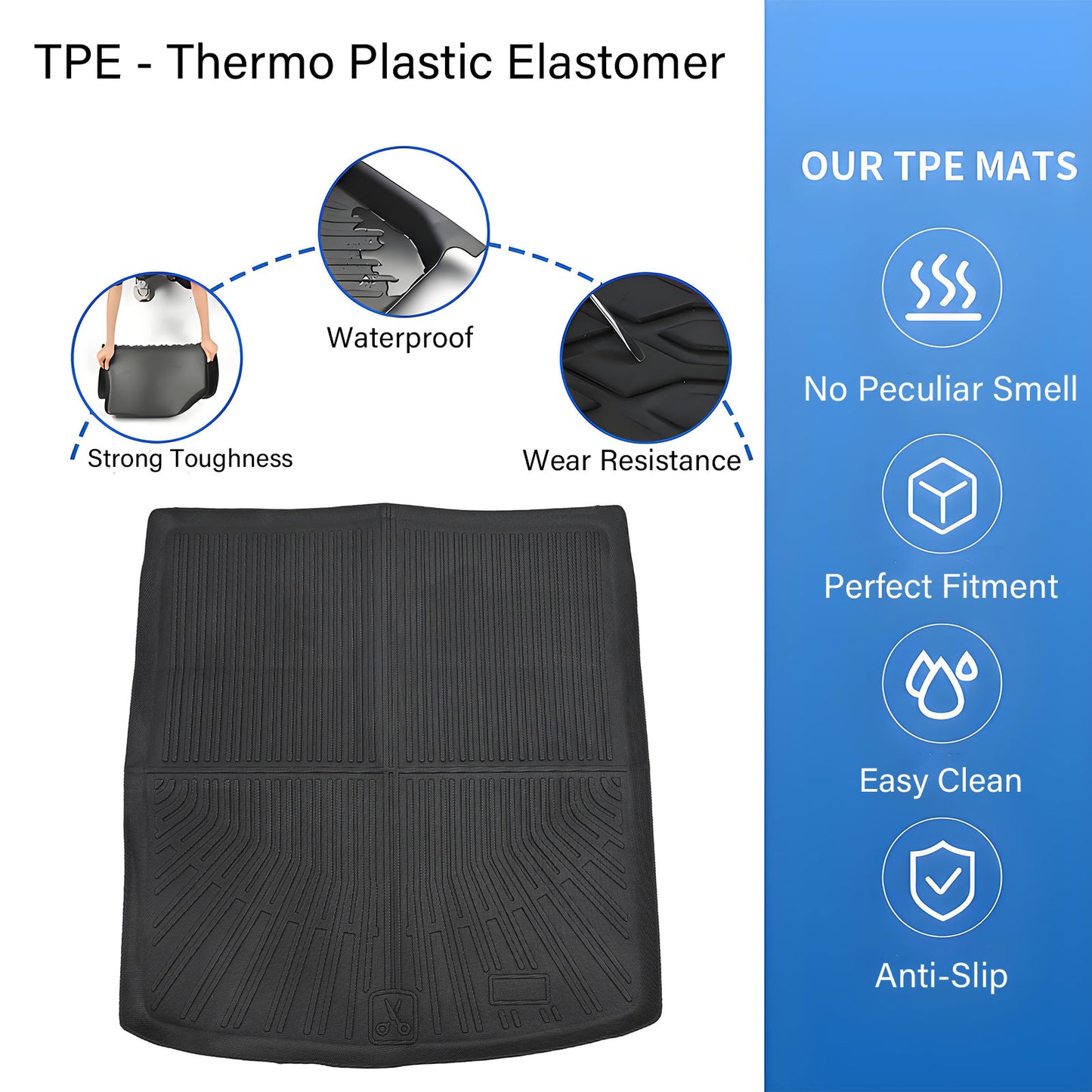 TPE Rear Cargo Trunk Liner Floor Mat For 2012-2018 Audi A6 S6 SEDAN Waterproof