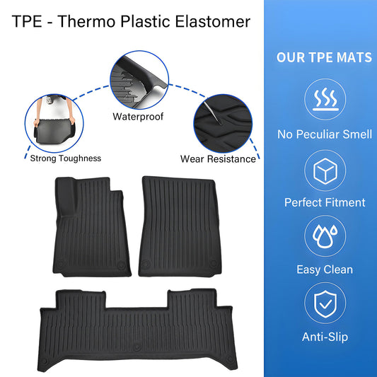 Floor Mats Liner Set Cover Fits 2022-2024 Rivian R1T All Weather TPE Black New