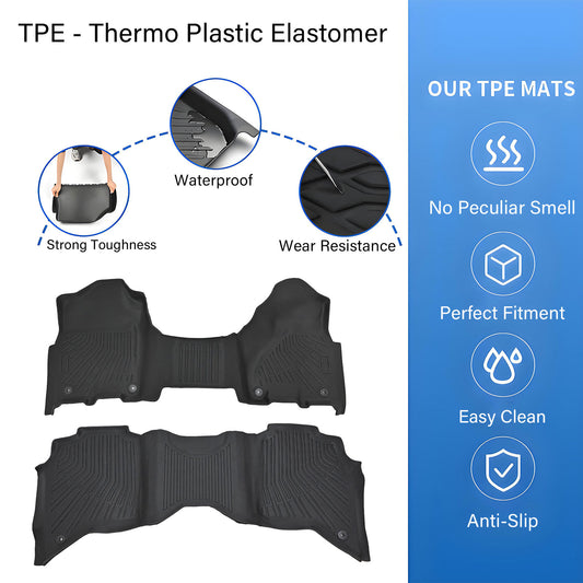 TPE Floor Mats Liner For 2019-2025 Dodge Ram 2500/3500 Crew Cab with Bench Seat