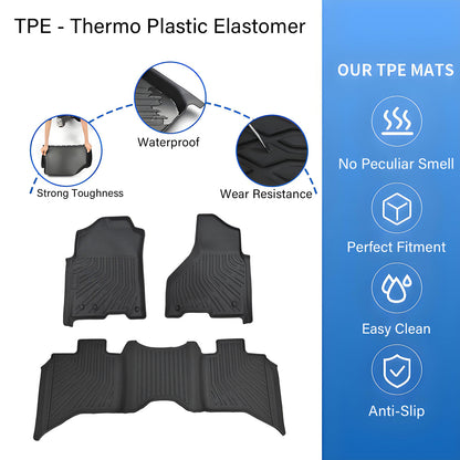 Floor Mats Liner For 2012-2018 Dodge Ram 1500 2019-2024 Classic Quad Cab TPE