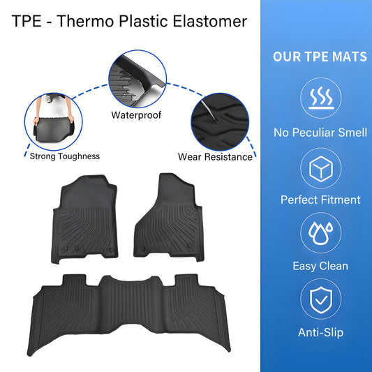 Floor Mats Liner For 2012-2018 Dodge Ram 1500 2019-2024 Classic Quad Cab TPE