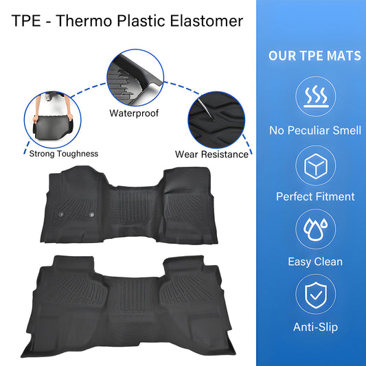 Floor Mats Liner For 2014-2018 Silverado/Sierra 1500 Double Cab TPE All Weather