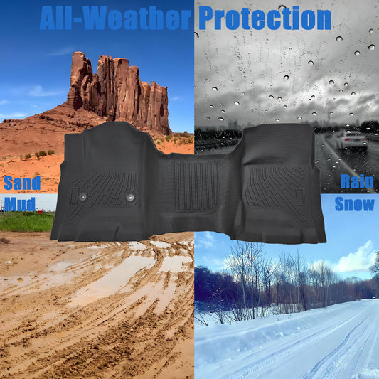 Floor Mats Liner For 2014-2018 Silverado/Sierra 1500 Double Cab TPE All Weather