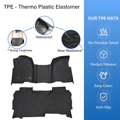 Floor Mats Liner For 2019-2025 Silverado/Sierra 1500 Double Cab TPE All Weather