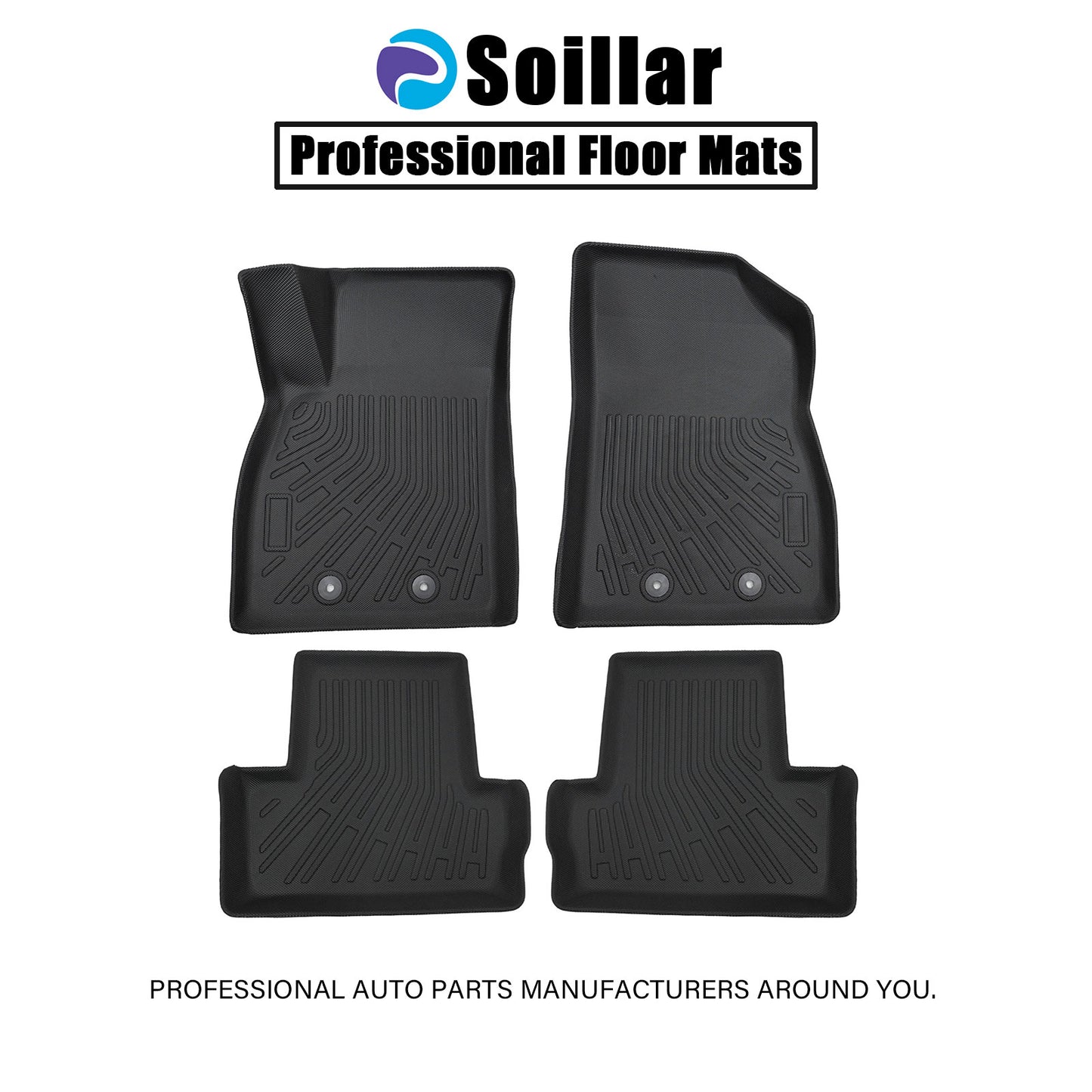 3D Floor Mats Liner Set Cover Fits 2011-2015 Chevy Volt All Weather TPE Black