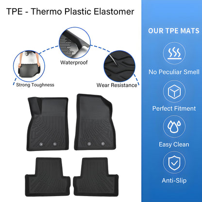3D Floor Mats Liner Set Cover Fits 2011-2015 Chevy Volt All Weather TPE Black