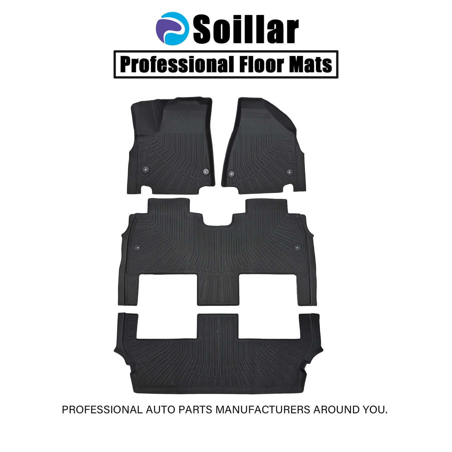 TPE Floor Mats Liners 3 Row For 2017-2025 Chrysler Pacifica Hybrid Waterproof