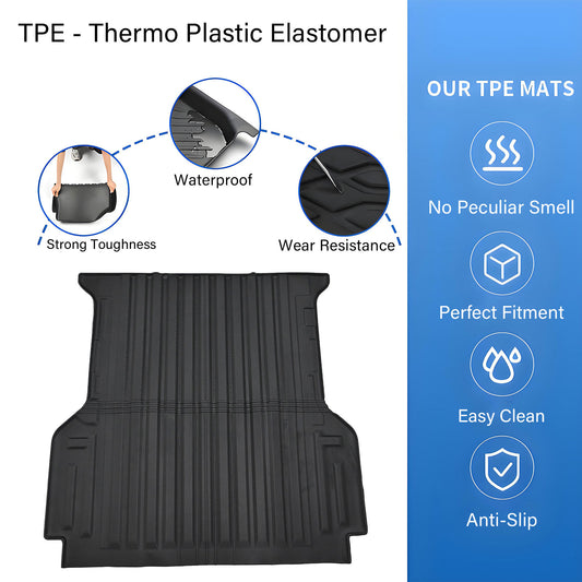 TPE Rear Cargo Truck Bed Mat Liner 5FT For 2024 2025 2026 Ford Ranger Waterproof